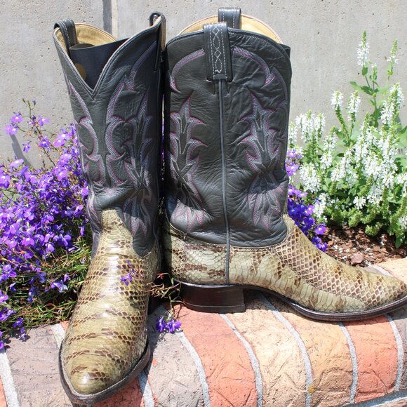 Tony Lama Tiger Snake Cowboy Boots | Size 10.5 D | Black Label - Picture 8 of 11